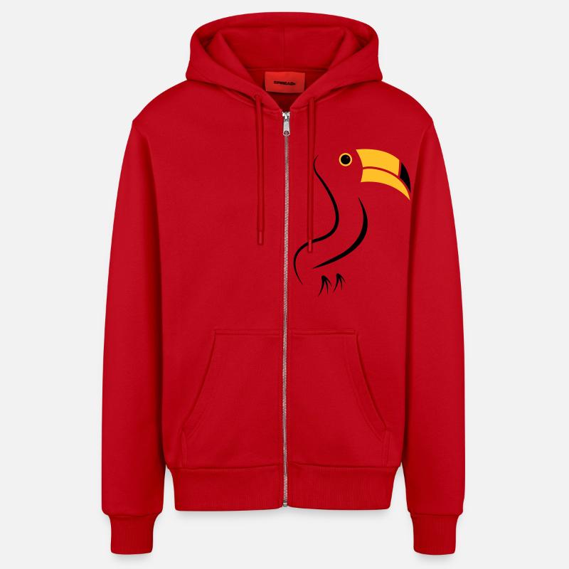 toucan silhouette - Veste à capuche bio décontractée fabriquée en UE - rouge