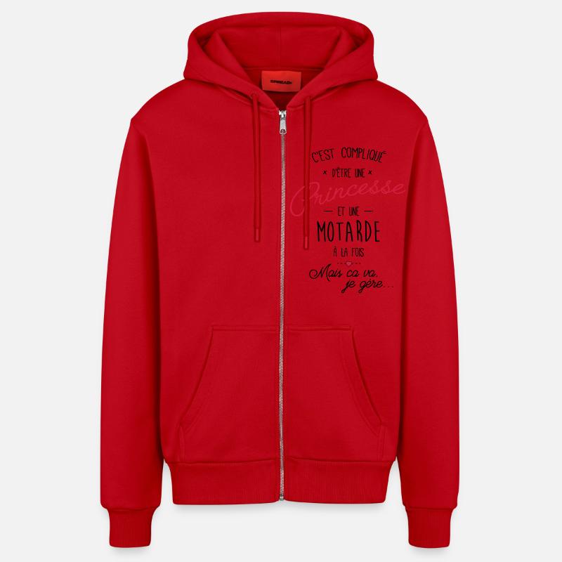 princesse et motarde - Veste à capuche bio décontractée fabriquée en UE - rouge