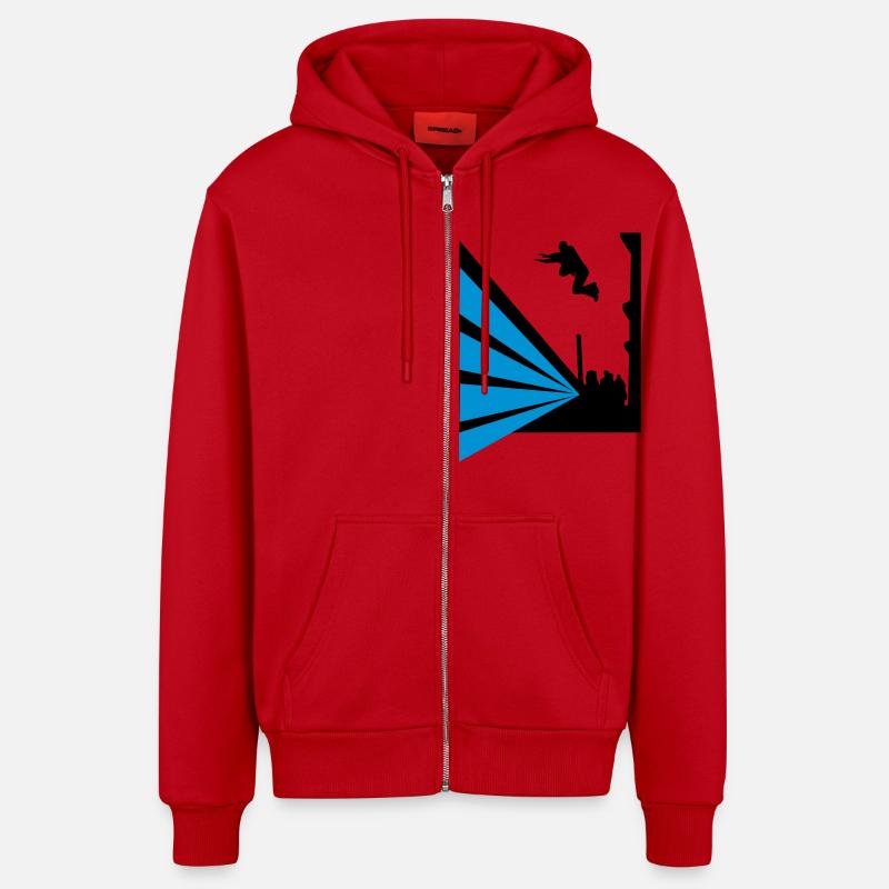 Parkour - Veste à capuche bio décontractée fabriquée en UE - rouge