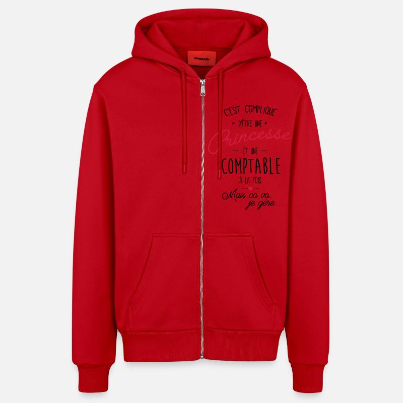 Princesse et comptable - Veste à capuche bio décontractée fabriquée en UE - rouge