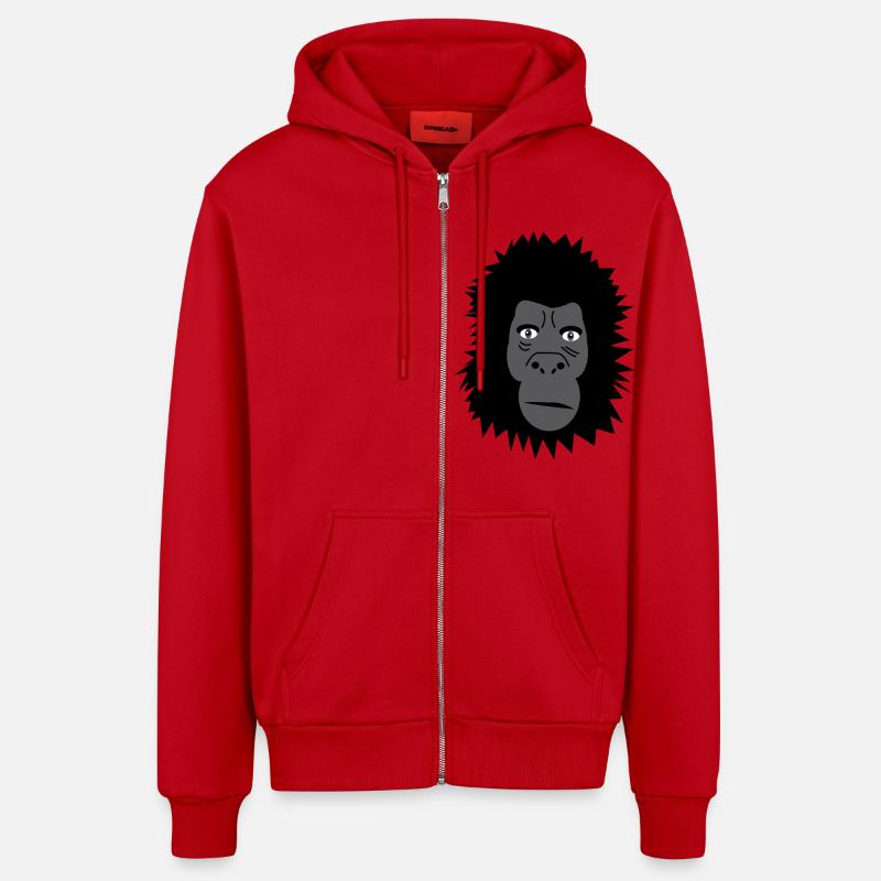 Gorilla - Veste à capuche bio décontractée fabriquée en UE - rouge