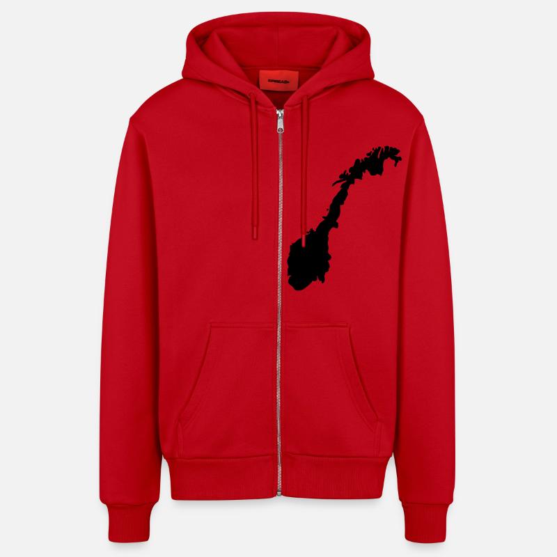 Norvège - Veste à capuche bio décontractée fabriquée en UE - rouge