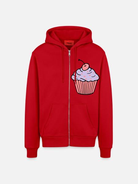 Cupcake - Organic Relaxed Hooded Jacket Made in EU - red
