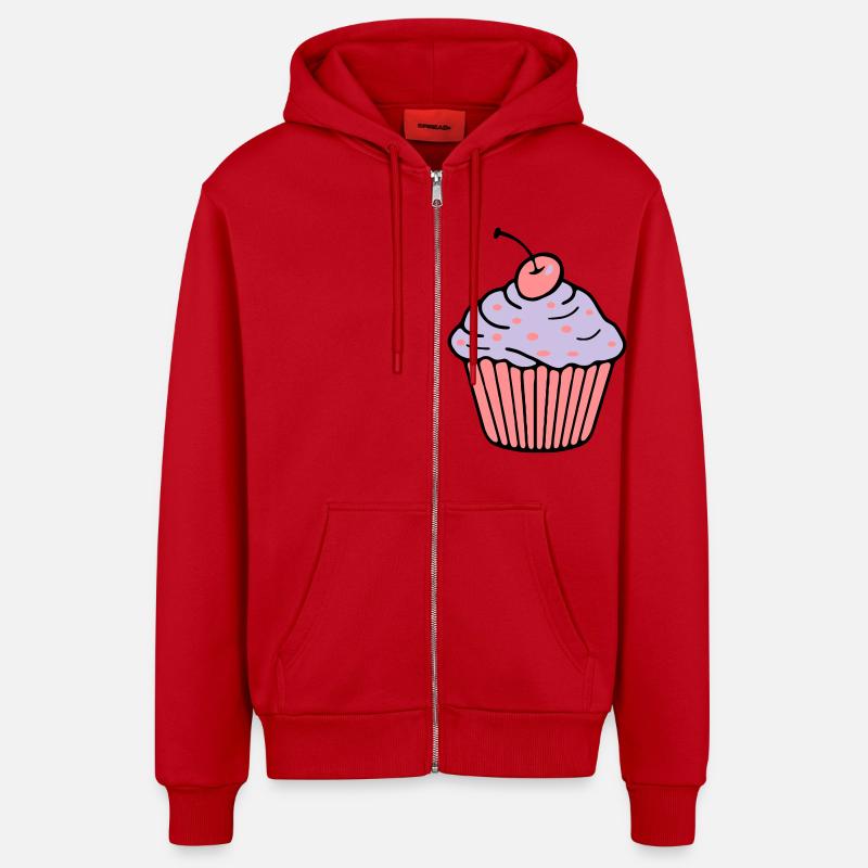 Cupcake - Veste à capuche bio décontractée fabriquée en UE - rouge