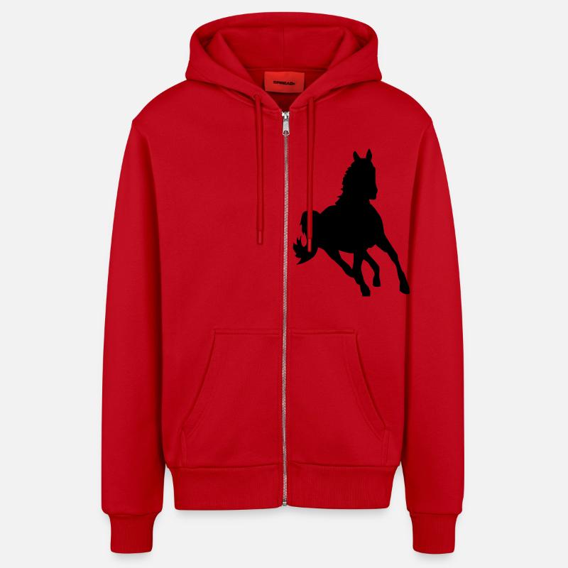 Cheval - Veste à capuche bio décontractée fabriquée en UE - rouge