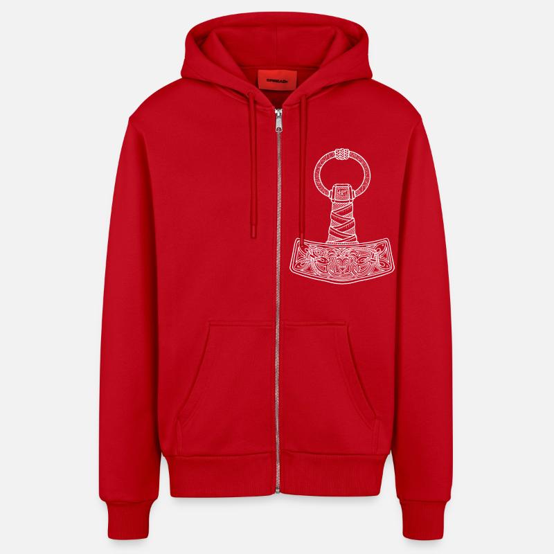 Thor Mjölnir sw - Veste à capuche bio décontractée fabriquée en UE - rouge
