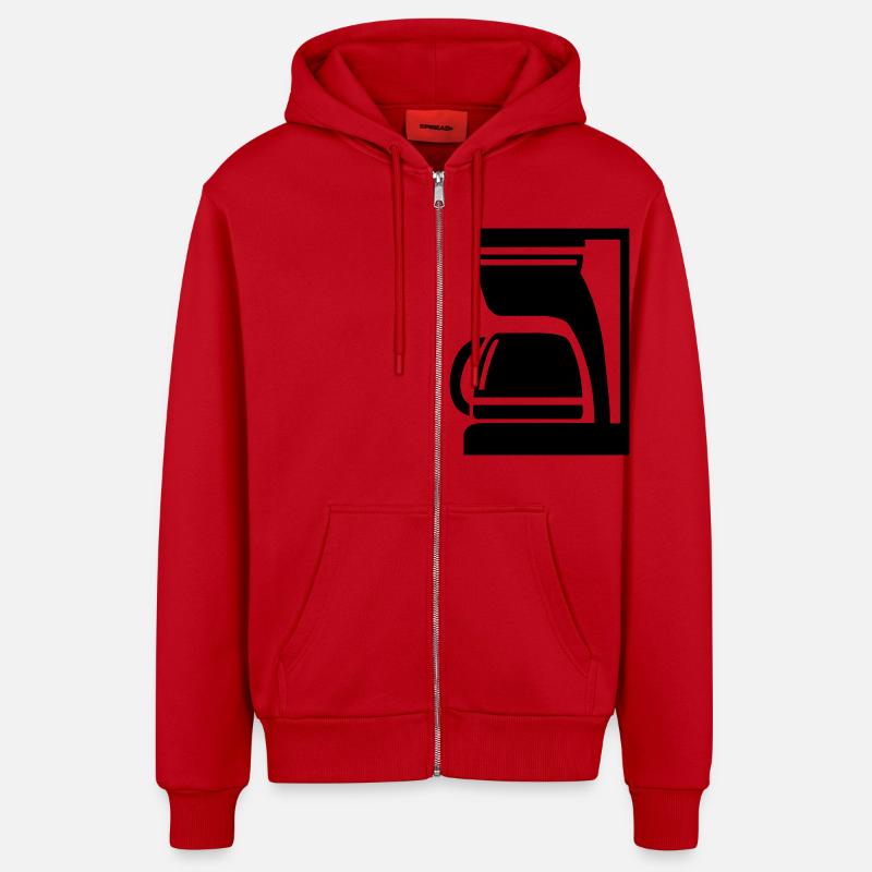 Cafetière Espresso - Veste à capuche bio décontractée fabriquée en UE - rouge