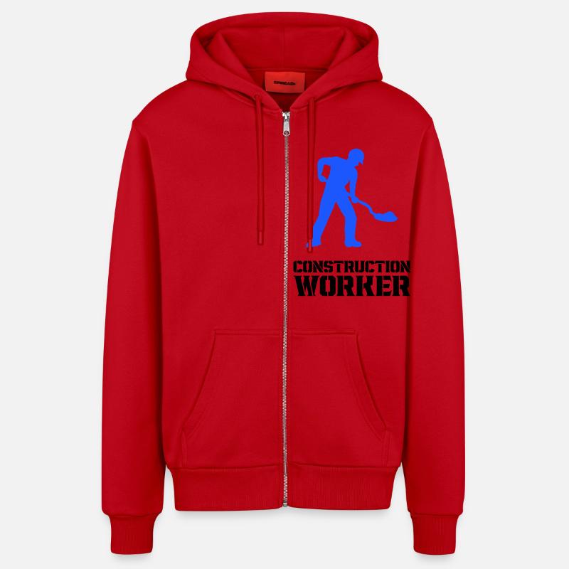 bauarbeiter baustelle worker - Organic Relaxed Kapuzenjacke Made in EU - Rot