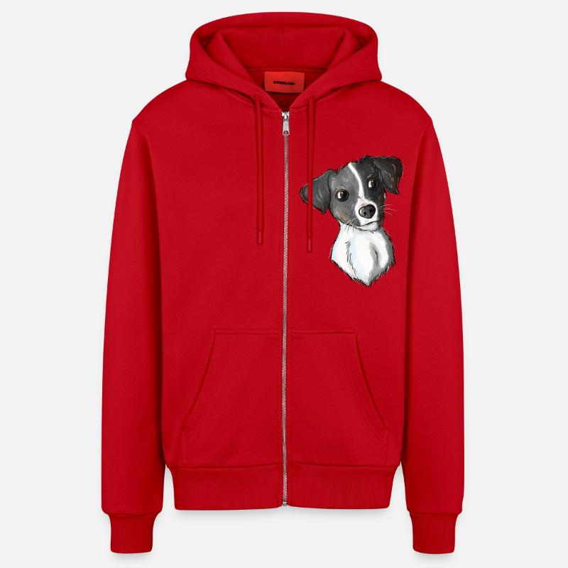 Jack Russell Pattern 5 - Organic Relaxed Kapuzenjacke Made in EU - Rot