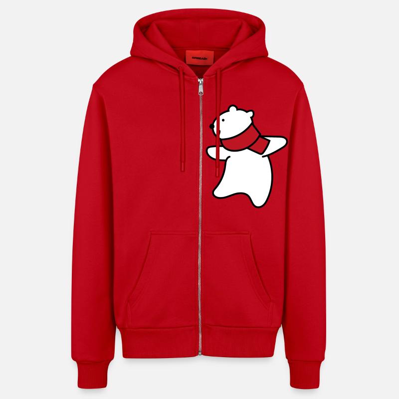 petit ours polaire mignon - Veste à capuche bio décontractée fabriquée en UE - rouge
