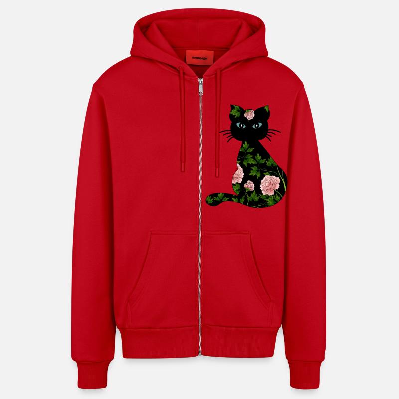 Chat - Veste à capuche bio décontractée fabriquée en UE - rouge