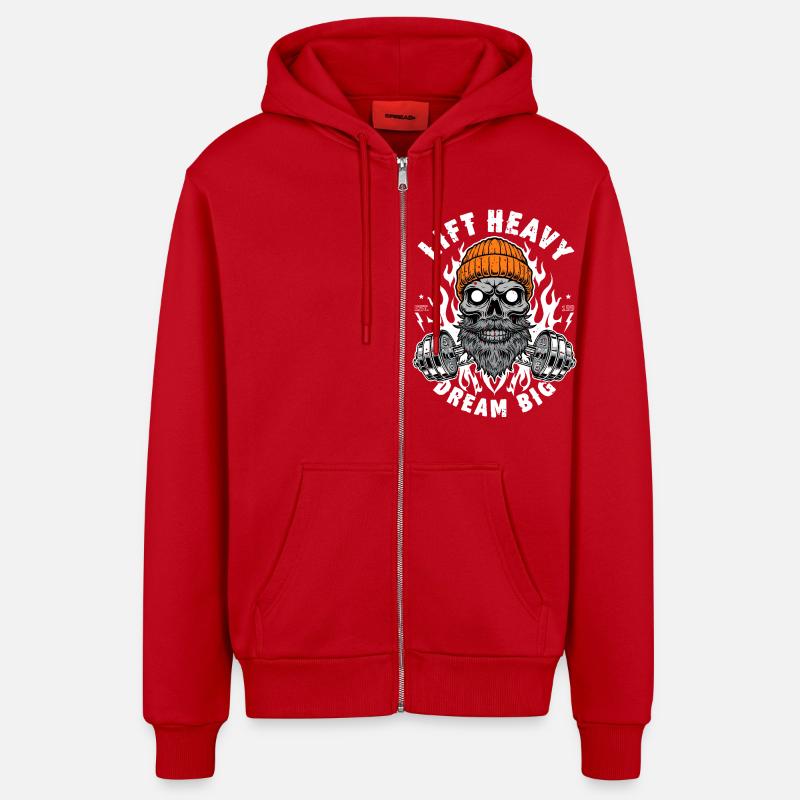 Heben Sie schwer - Organic Relaxed Kapuzenjacke Made in EU - Rot