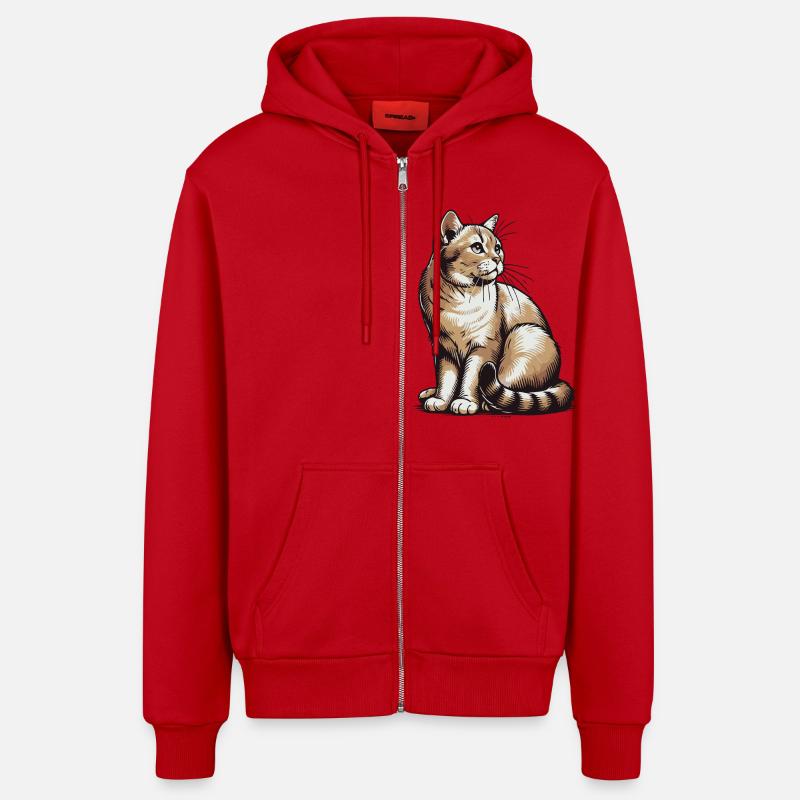 Chat - Veste à capuche bio décontractée fabriquée en UE - rouge