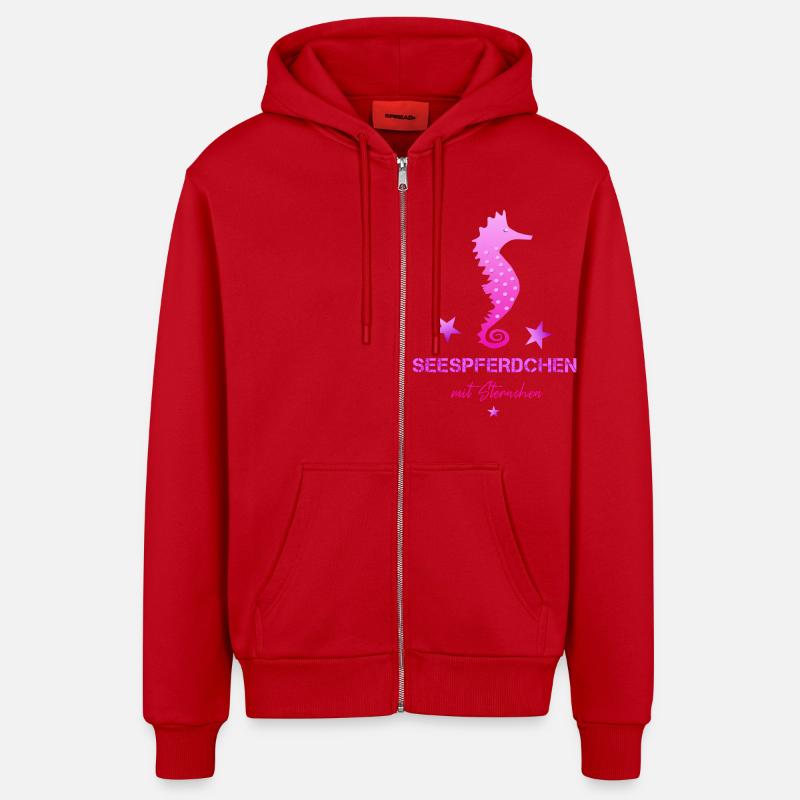 rosa seepferdchen mit sternchen Schwimmabzeichen - Organic Relaxed Kapuzenjacke Made in EU - Rot