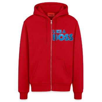 Like a Boss - Organic Relaxed Kapuzenjacke Made in EU - Rot - Vorne