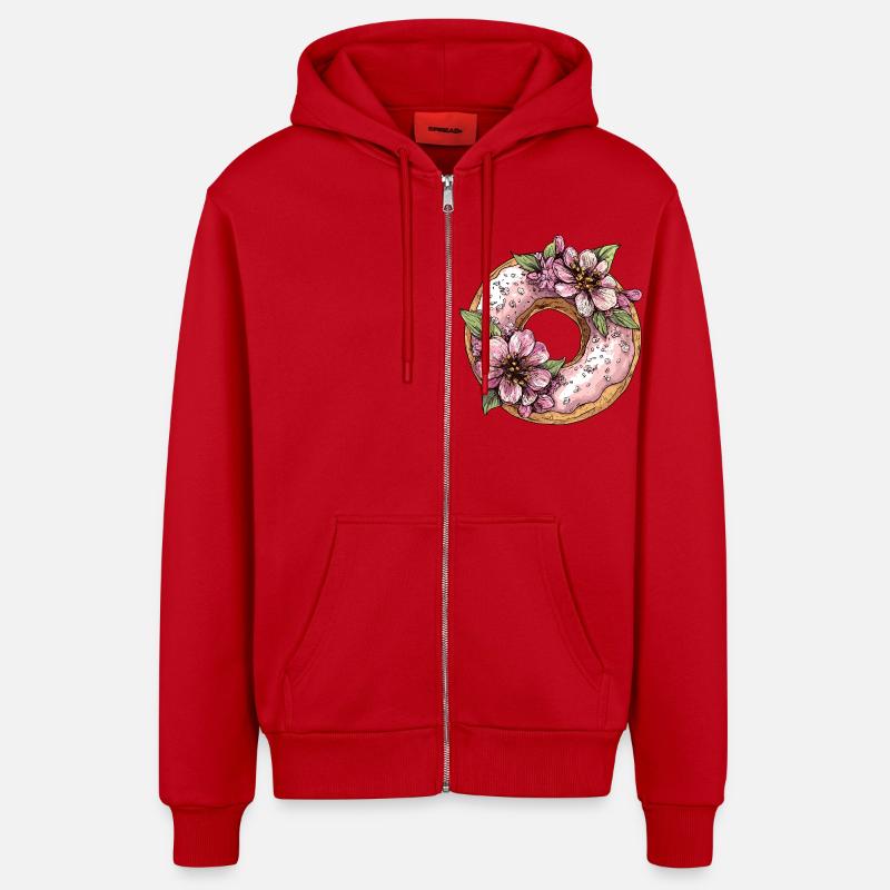 Beignet aux fleurs - Veste à capuche bio décontractée fabriquée en UE - rouge