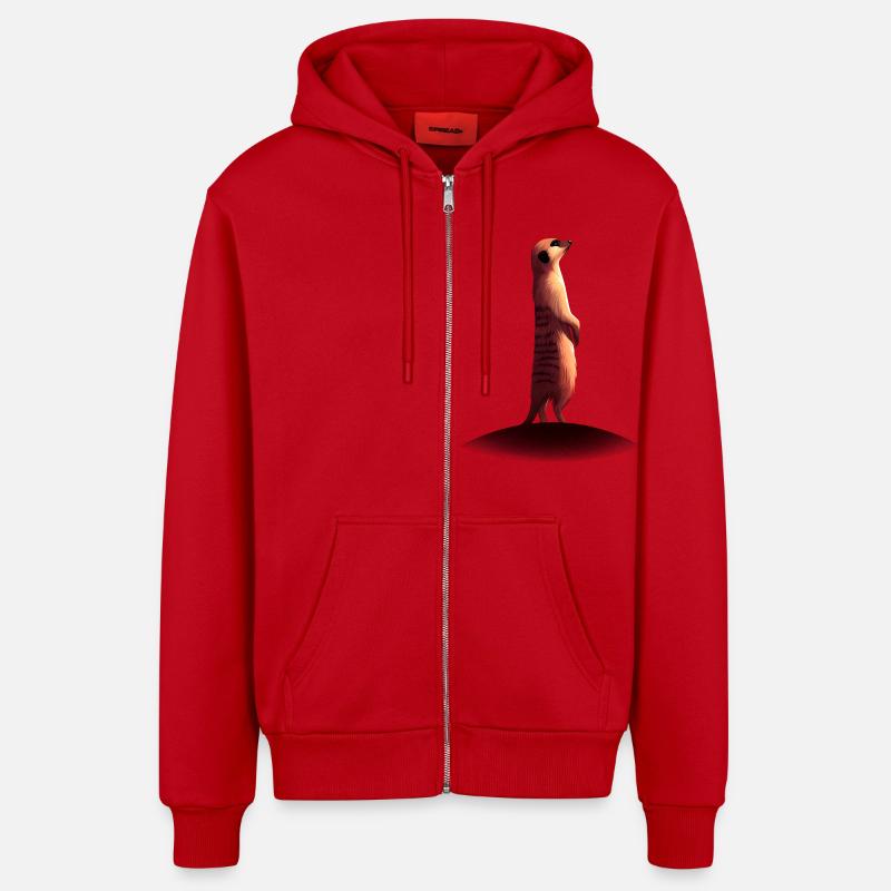 Suricate - Veste à capuche bio décontractée fabriquée en UE - rouge