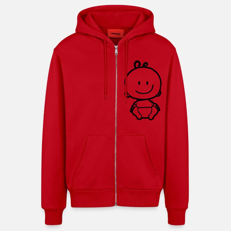Pictogramme de Bébé - Veste à capuche bio décontractée fabriquée en UE - rouge
