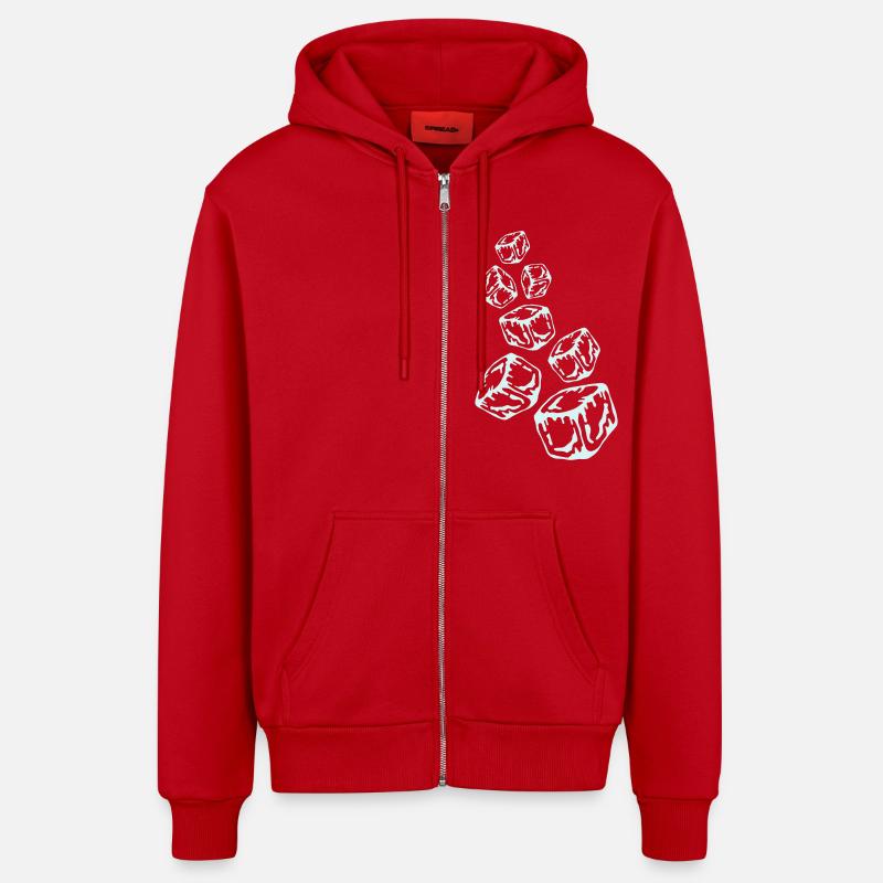 Ice Cubes Design - Organic Relaxed Hooded Jacket Made in EU - red