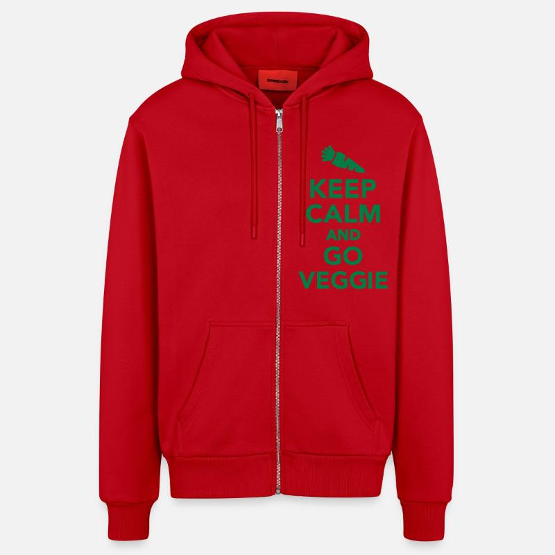 Keep calm and go Veggie - Veste à capuche bio décontractée fabriquée en UE - rouge