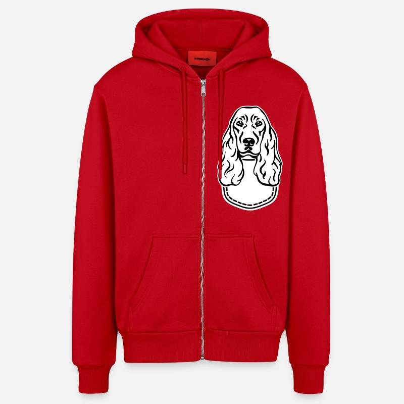 Cocker Spaniel - Veste à capuche bio décontractée fabriquée en UE - rouge