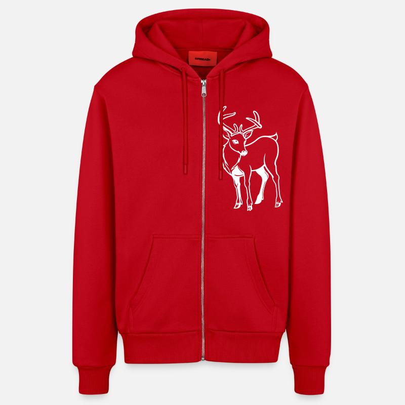 Deer Deer Comic - Organic Relaxed Hooded Jacket Made in EU - red