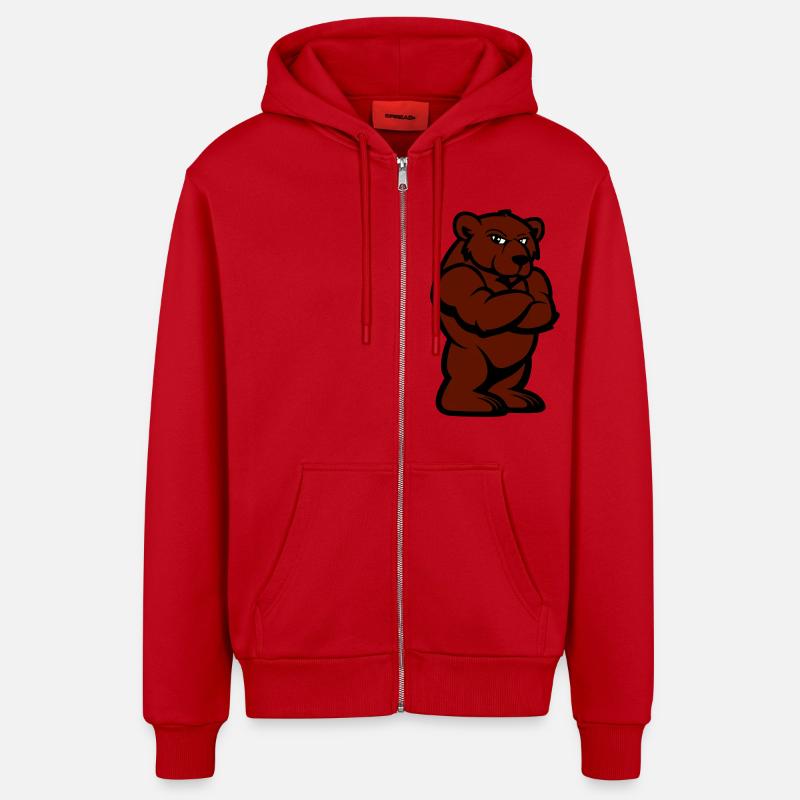 bär comic - Organic Relaxed Kapuzenjacke Made in EU - Rot