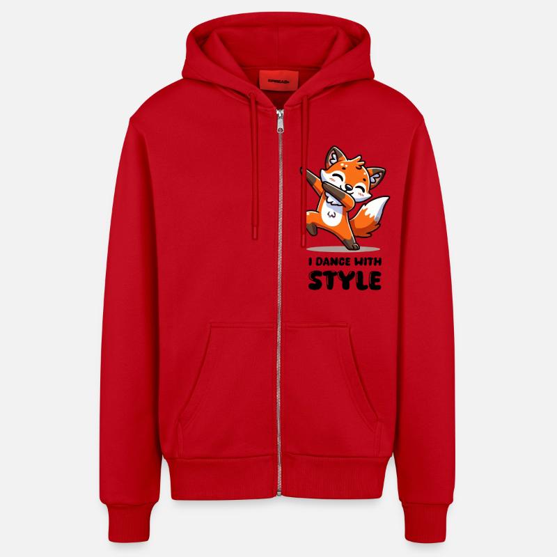 dabbing d’animaux de renard - Veste à capuche bio décontractée fabriquée en UE - rouge