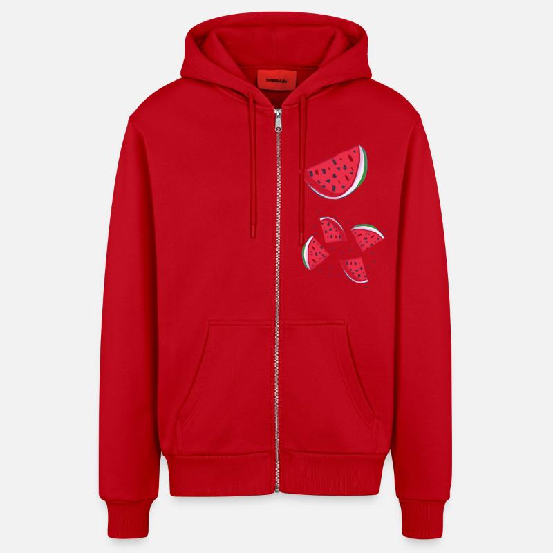 Pastèque - Veste à capuche bio décontractée fabriquée en UE - rouge