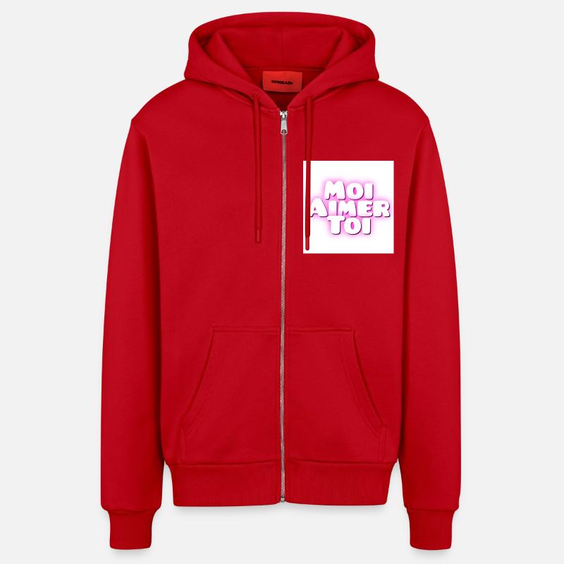 Moi aimer toi - Veste à capuche bio décontractée fabriquée en UE - rouge