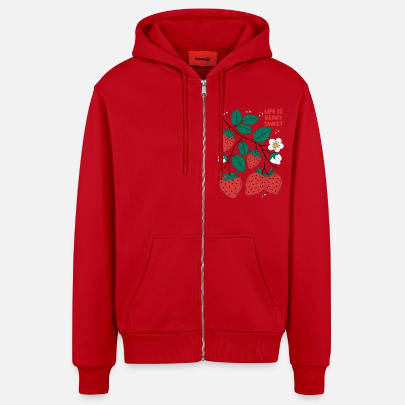 Fraise sucrée - Veste à capuche bio décontractée fabriquée en UE - rouge