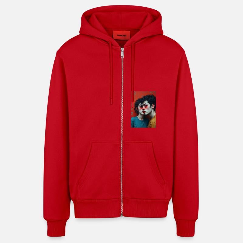Du même sang - Veste à capuche bio décontractée fabriquée en UE - rouge
