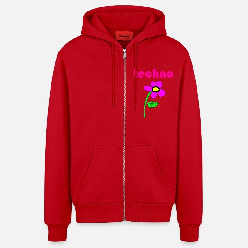 techno blume - Organic Relaxed Kapuzenjacke Made in EU - Rot