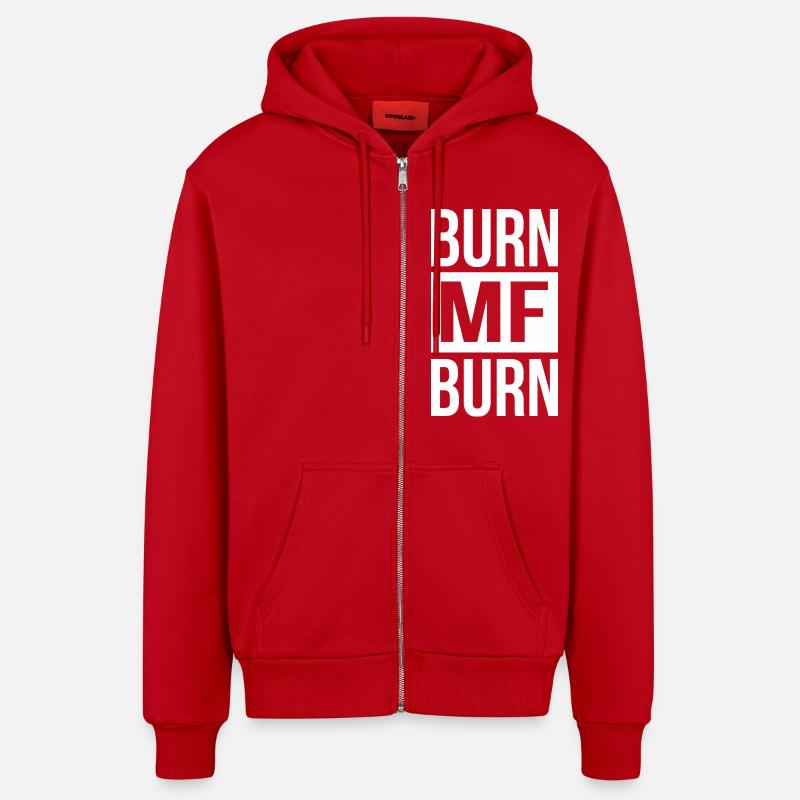 Burn MF Burn - Veste à capuche bio décontractée fabriquée en UE - rouge
