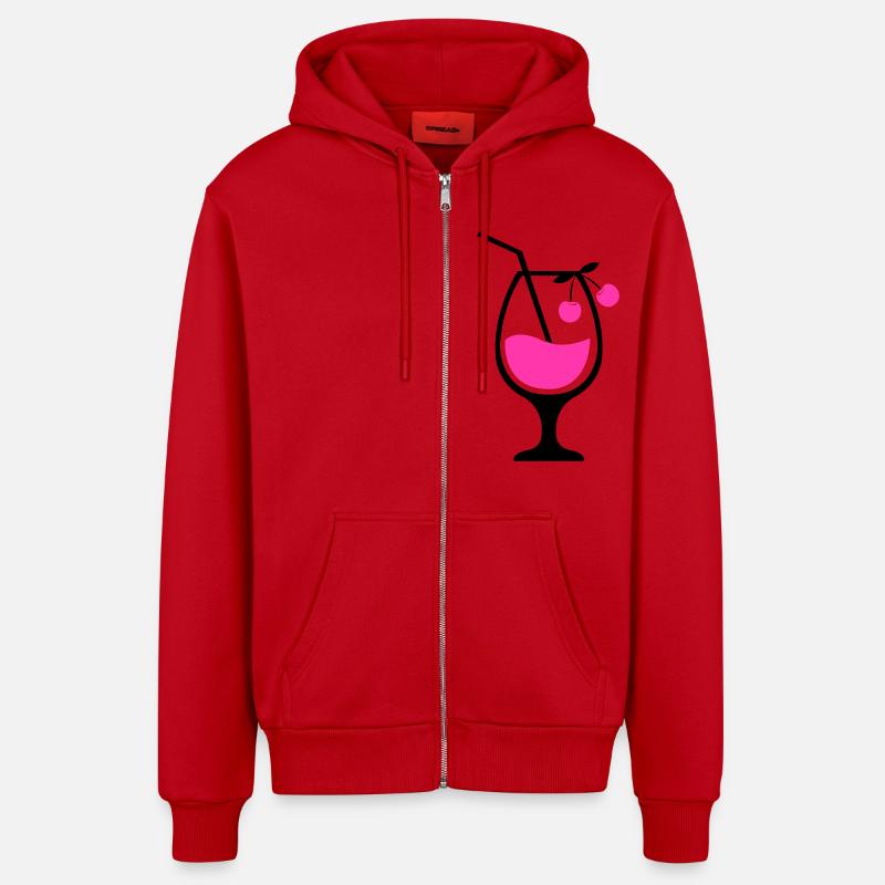 Cocktail 01 - Veste à capuche bio décontractée fabriquée en UE - rouge