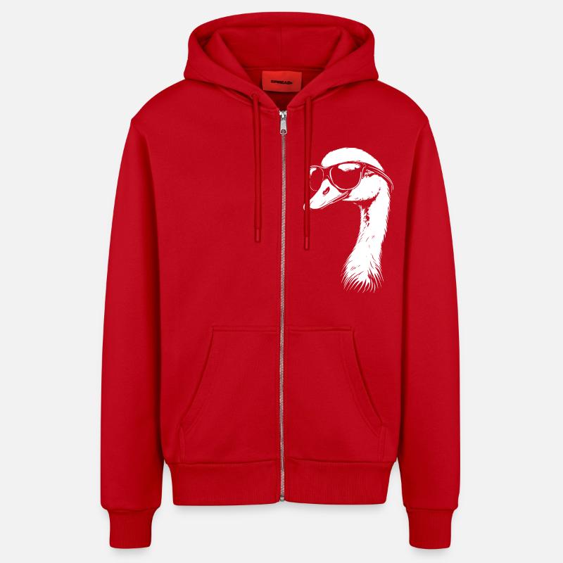 Lunettes de soleil cygne - Veste à capuche bio décontractée fabriquée en UE - rouge