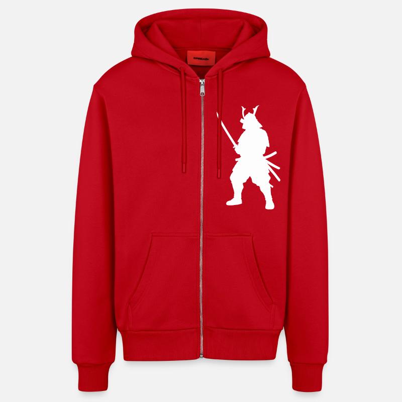 samurai - Organic Relaxed Hooded Jacket Made in EU - red