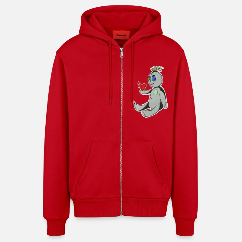 La Poupee Vaudou - Veste à capuche bio décontractée fabriquée en UE - rouge