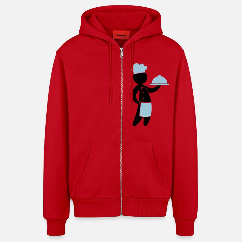 Un chef cuisinier sert invités - Veste à capuche bio décontractée fabriquée en UE - rouge