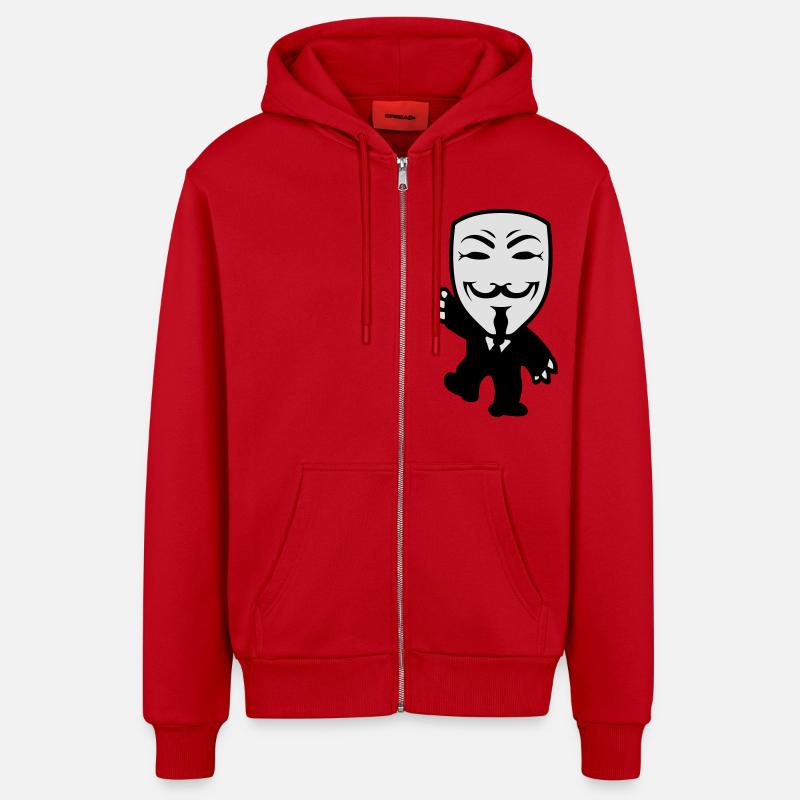 anonymous - Veste à capuche bio décontractée fabriquée en UE - rouge