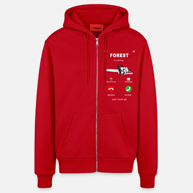 La forêt appelle - Veste à capuche bio décontractée fabriquée en UE - rouge