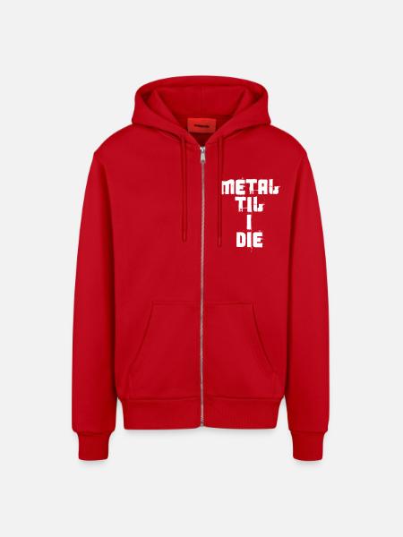 Metal Til I Die - Organic Relaxed Hooded Jacket Made in EU - red