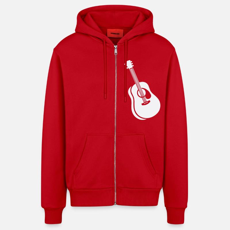 guitare - Veste à capuche bio décontractée fabriquée en UE - rouge