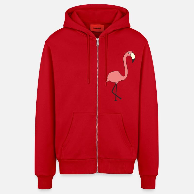 Flamingo - Organic Relaxed Hooded Jacket Made in EU - red