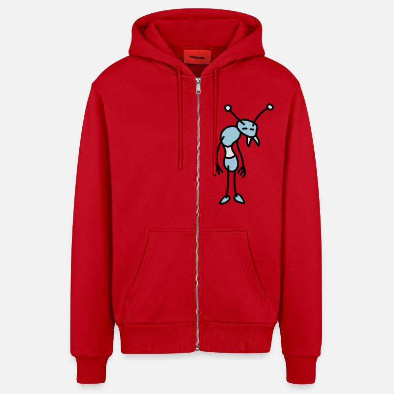 sad_bug_3c - Veste à capuche bio décontractée fabriquée en UE - rouge