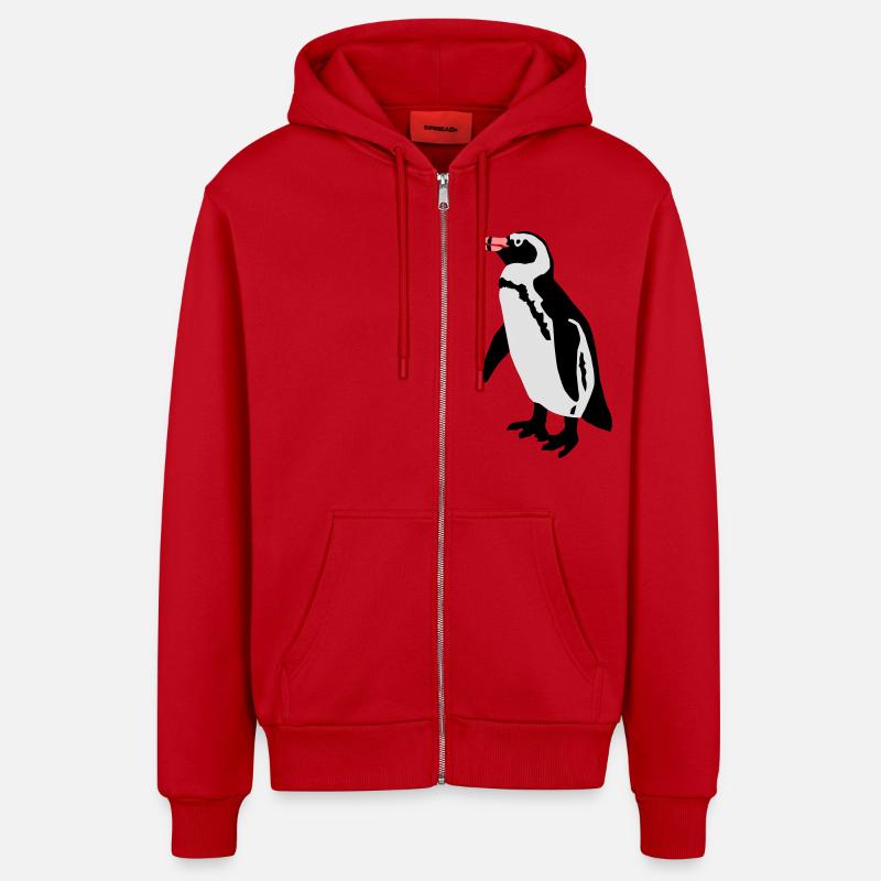 Pinguin - Veste à capuche bio décontractée fabriquée en UE - rouge