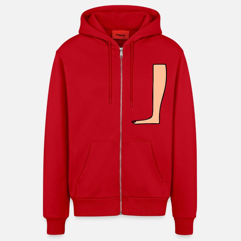 Leg Heiroglyph - Veste à capuche bio décontractée fabriquée en UE - rouge