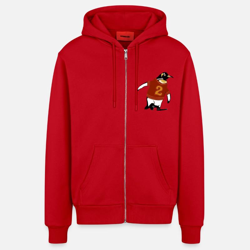 Pingouin avec chemise 2 - Veste à capuche bio décontractée fabriquée en UE - rouge