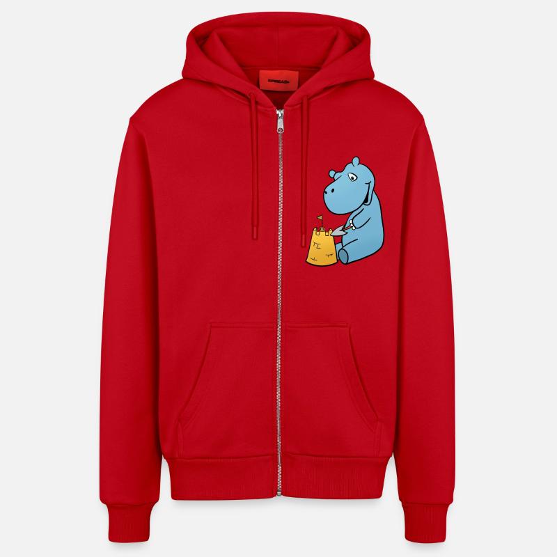 Château de sable d’hippopotame - Veste à capuche bio décontractée fabriquée en UE - rouge