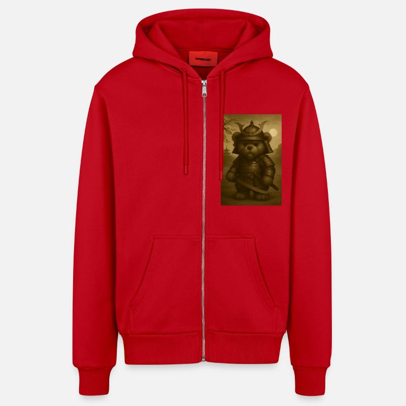 Samurai-Teddy - Organic Relaxed Kapuzenjacke Made in EU - Rot